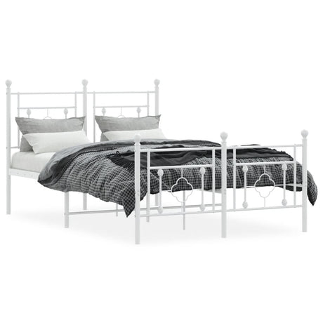 Vidaxl bedframe met hoofd- en voeteneinde metaal wit 120 x 190 cm