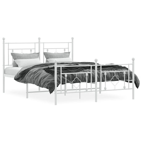 Vidaxl bedframe met hoofd- en voeteneinde metaal wit 135x190 cm
