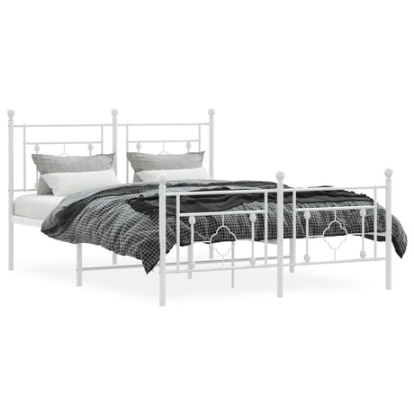 Vidaxl bedframe met hoofd- en voeteneinde metaal wit 140x190 cm