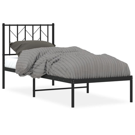 Vidaxl bedframe met hoofdbord metaal zwart 75x190 cm