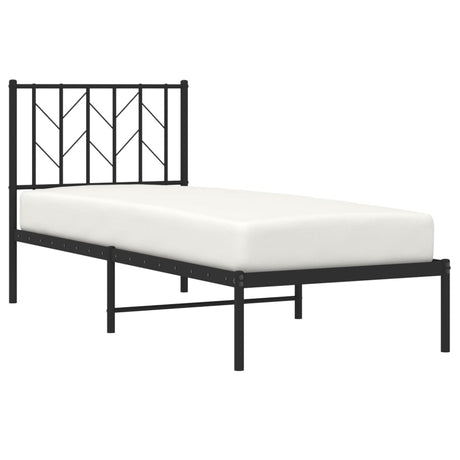 Vidaxl bedframe met hoofdbord metaal zwart 75x190 cm