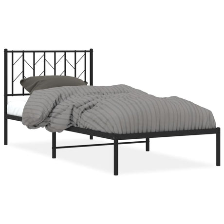 Vidaxl bedframe met hoofdbord metaal zwart 90x190 cm