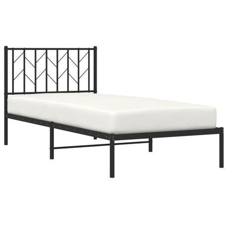 Vidaxl bedframe met hoofdbord metaal zwart 90x190 cm