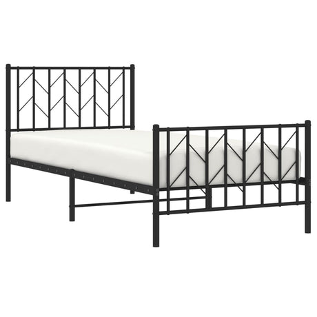 Vidaxl bedframe met hoofd- en voeteneinde metaal zwart 90x190 cm