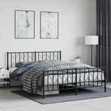Vidaxl bedframe met voetbord zonder matras metaal zwart 160x200 cm