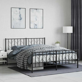 Vidaxl bedframe met voetbord zonder matras metaal zwart 160x200 cm