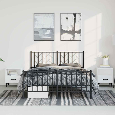 Vidaxl bedframe met hoofd- en voeteneinde metaal zwart 193x203 cm