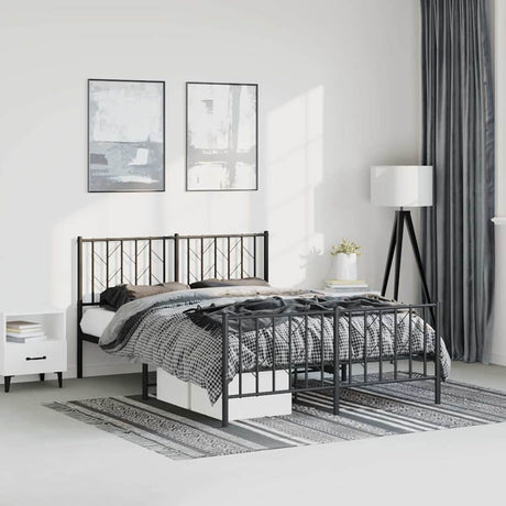 Vidaxl bedframe met hoofd- en voeteneinde metaal zwart 193x203 cm