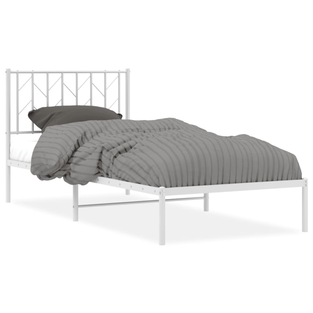 Vidaxl bedframe met hoofdbord metaal wit 90x190 cm