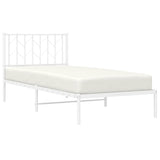 Vidaxl bedframe met hoofdbord metaal wit 90x190 cm
