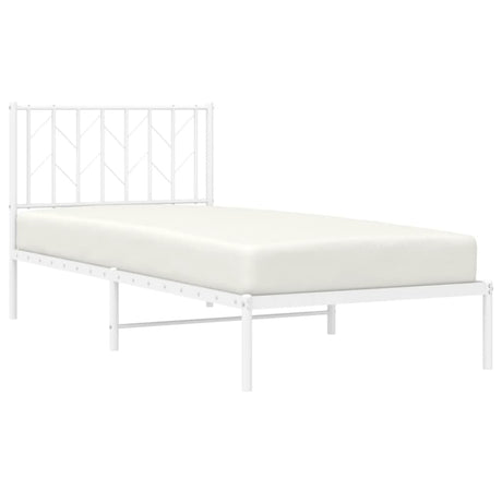 Vidaxl bedframe met hoofdbord metaal wit 90x190 cm