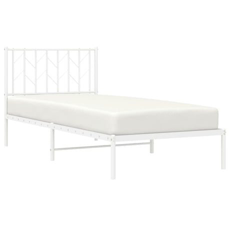 Vidaxl bedframe met hoofdbord metaal wit 90x200 cm