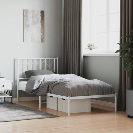 Vidaxl bedframe met hoofdbord metaal wit 90x200 cm