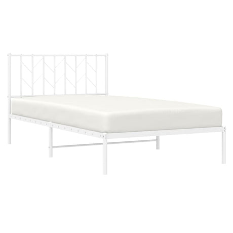 Vidaxl bedframe met hoofdbord metaal wit 107x203 cm