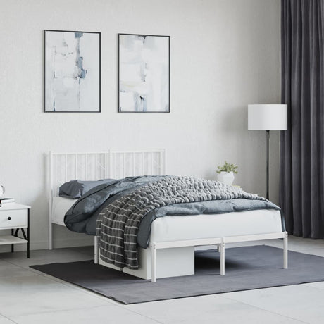 Vidaxl bedframe met hoofdbord metaal wit 120x190 cm