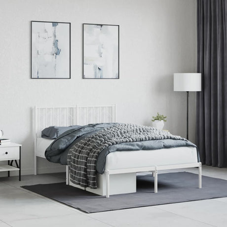 Vidaxl bedframe met hoofdbord metaal wit 120x200 cm