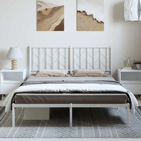 Vidaxl bedframe met hoofdbord metaal wit 150x200 cm