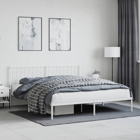 Vidaxl bedframe met hoofdbord metaal wit 183x213 cm