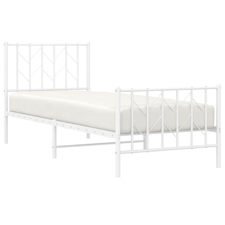 Vidaxl bedframe met hoofd- en voeteneinde metaal wit 80x200 cm