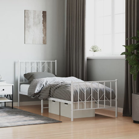 Vidaxl bedframe met hoofd- en voeteneinde metaal wit 80x200 cm