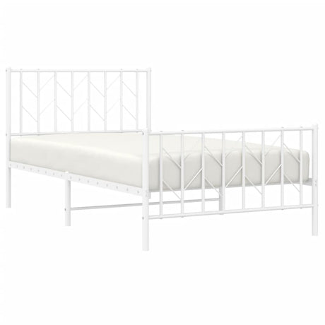 Vidaxl bedframe met hoofd- en voeteneinde metaal wit 100x190 cm