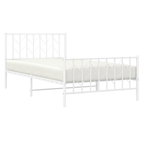 Vidaxl bedframe met hoofd- en voeteneinde metaal wit 107x203 cm