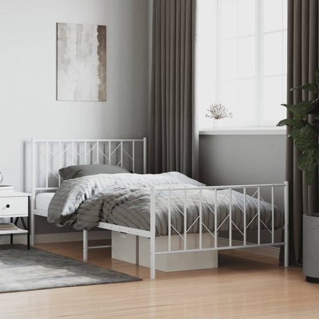 Vidaxl bedframe met hoofd- en voeteneinde metaal wit 107x203 cm