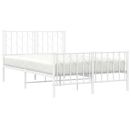 Vidaxl bedframe met hoofd- en voeteneinde metaal wit 120x190 cm