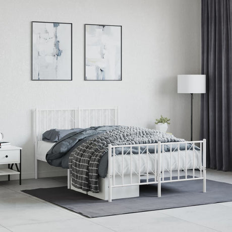 Vidaxl bedframe met hoofd- en voeteneinde metaal wit 120x190 cm
