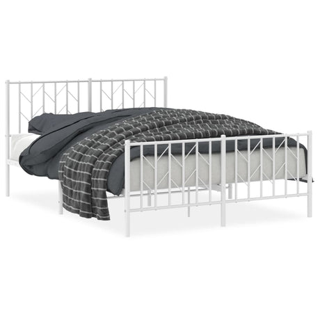 Vidaxl bedframe met hoofd- en voeteneinde metaal wit 135x190 cm