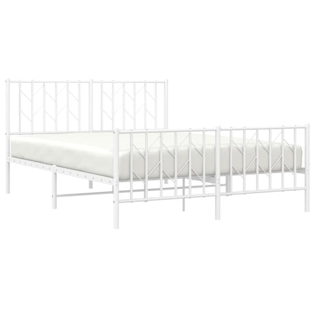 Vidaxl bedframe met hoofd- en voeteneinde metaal wit 135x190 cm