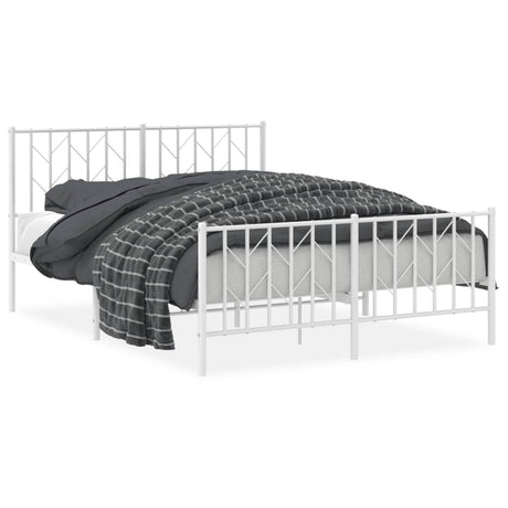 Vidaxl bedframe met hoofd- en voeteneinde metaal wit 140x190 cm