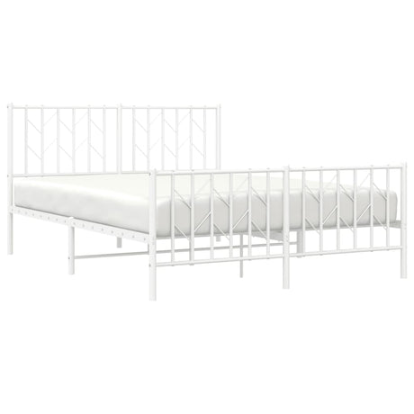 Vidaxl bedframe met hoofd- en voeteneinde metaal wit 140x190 cm