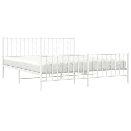 Vidaxl bedframe met hoofd- en voeteneinde metaal wit 183x213 cm