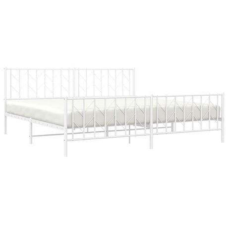 Vidaxl bedframe met hoofd- en voeteneinde metaal wit 200x200 cm