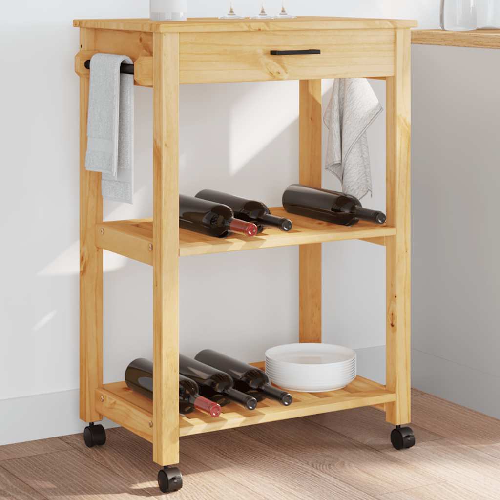 Vidaxl keukentrolley monza 60x40x88,5 cm massief grenenhout