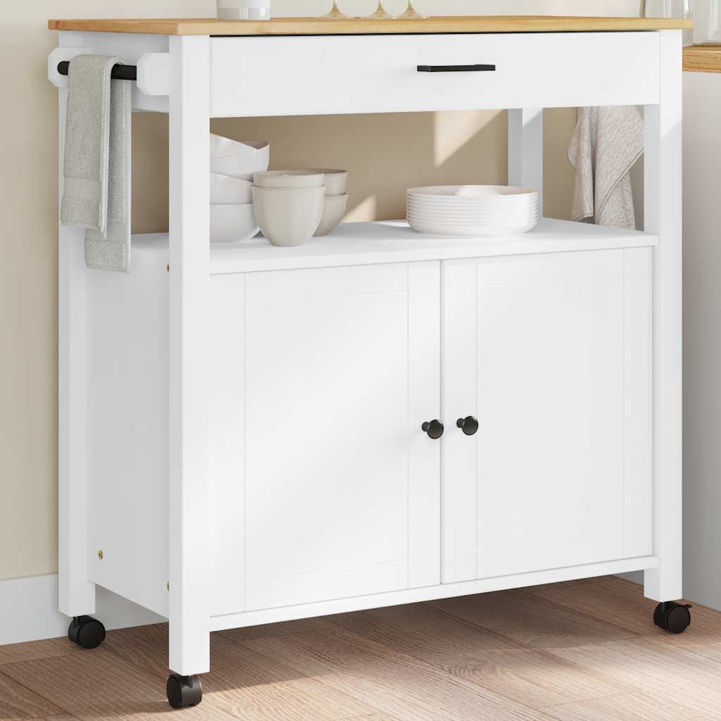 Vidaxl keukentrolley monza 84x40x88,5 cm massief grenenhout wit
