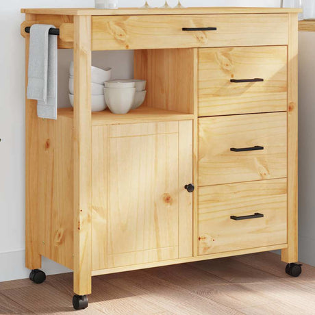 Vidaxl keukentrolley monza 84x40x88,5 cm massief grenenhout honingwas