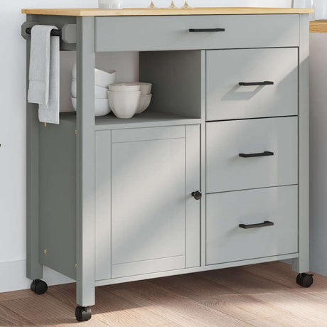 Vidaxl keukentrolley monza 84x40x88,5 cm massief grenenhout grijs