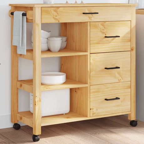 Vidaxl keukentrolley monza 84x40x88,5 cm massief grenenhout honingwas