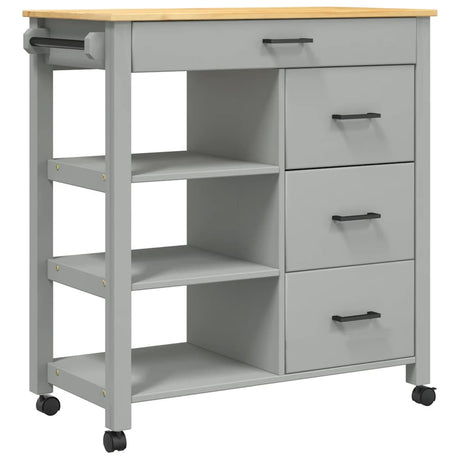 Vidaxl keukentrolley monza 84x40x88,5 cm massief grenenhout grijs
