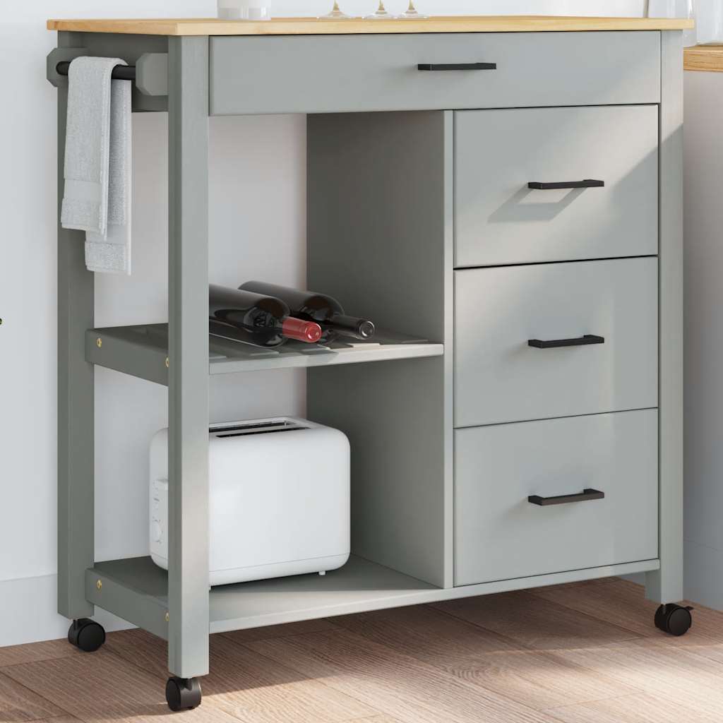 Vidaxl keukentrolley monza 84x40x88,5 cm massief grenenhout