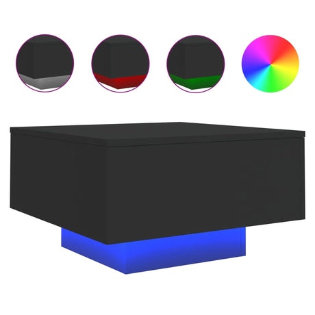 Vidaxl salontafel met led-verlichting 55x55x31 cm zwart