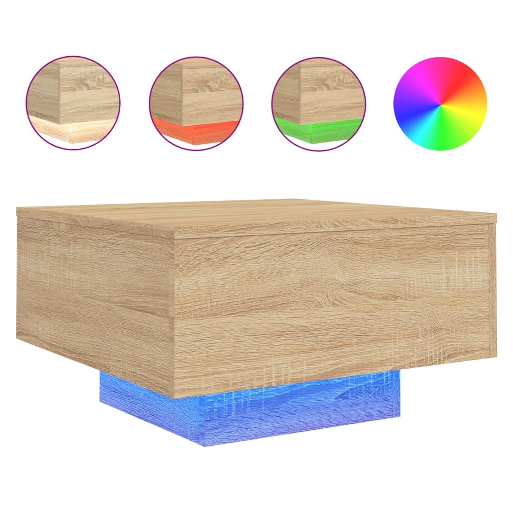 Vidaxl salontafel met led-verlichting 55x55x31 cm sonoma eikenkleurig