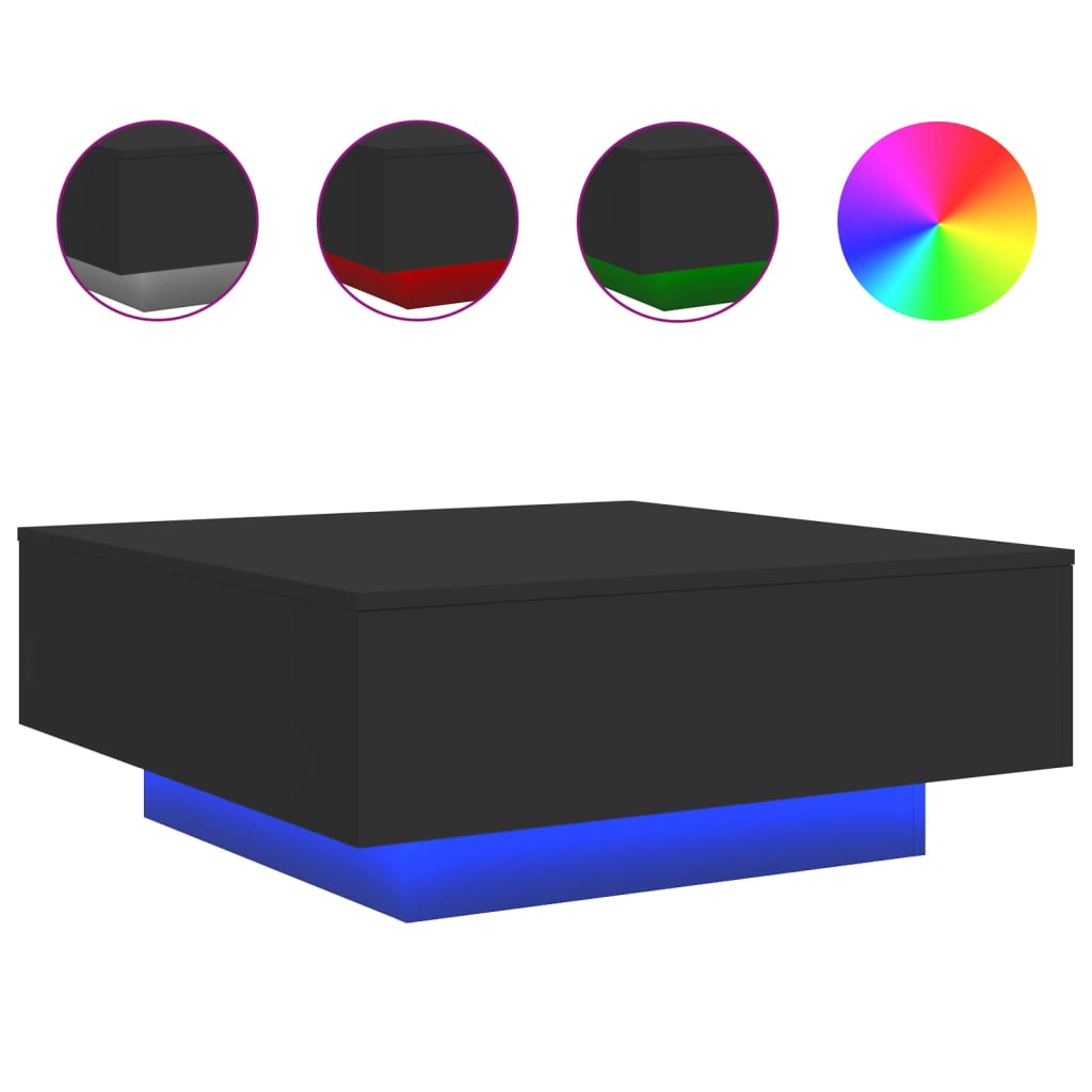 Vidaxl salontafel met led-verlichting 80x80x31 cm zwarty
