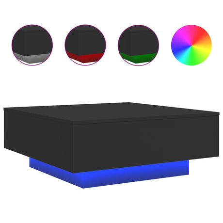 Vidaxl salontafel met led-verlichting 80x80x31 cm zwarty