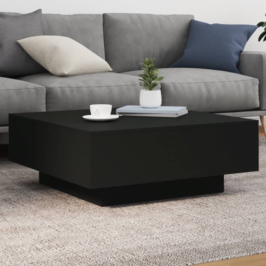 Vidaxl salontafel met led-verlichting 80x80x31 cm zwarty
