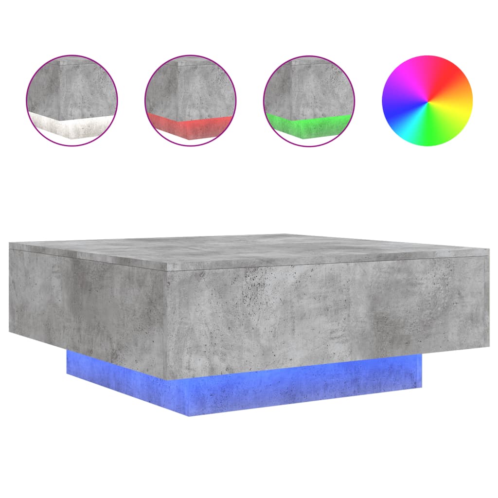 Vidaxl salontafel met led-verlichting 80x80x31 cm betongrijs