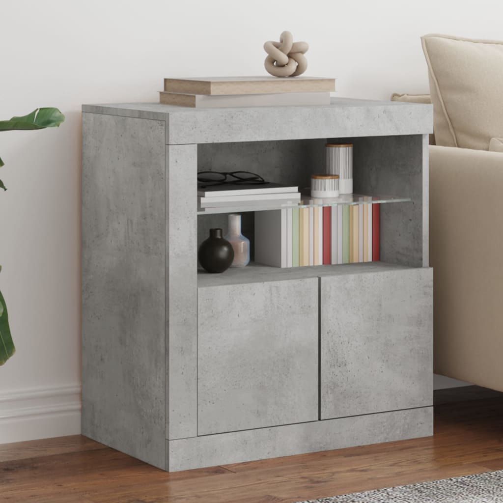 Vidaxl dressoir met led-verlichting 60,5x37x67 cm betongrijs