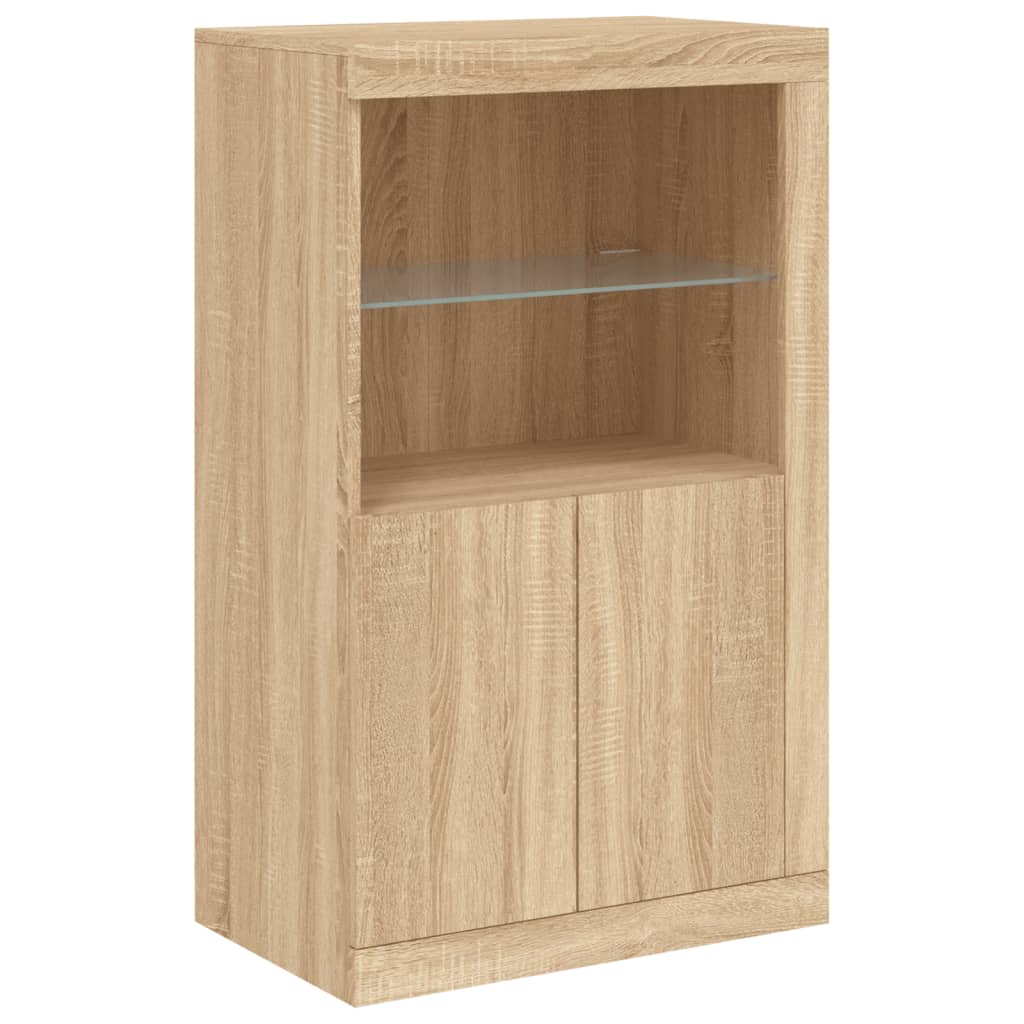 Vidaxl bijzetkast met led-verlichting bewerkt hout sonoma eikenkleurig